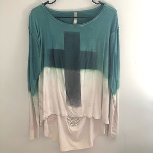 Mono B Long Sleeve Tie Dye Cross Shirt